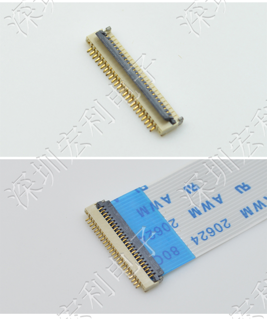 超薄蝌蚪窉成人精品视频 間距0.5mm-40PIN翻蓋 塑高H1.0mm FPC插座超薄