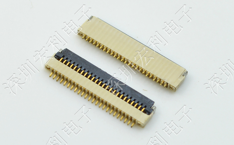 超薄蝌蚪窉成人精品视频 間距0.5mm-40PIN翻蓋 塑高H1.0mm FPC插座超薄