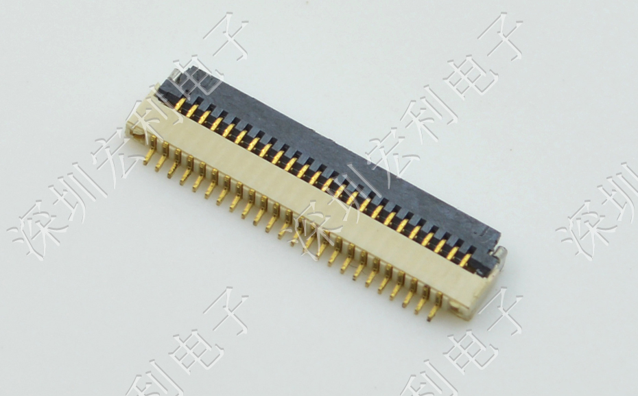 超薄蝌蚪窉成人精品视频 間距0.5mm-40PIN翻蓋 塑高H1.0mm FPC插座超薄