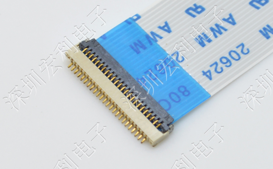 超薄蝌蚪窉成人精品视频 間距0.5mm-40PIN翻蓋 塑高H1.0mm FPC插座超薄