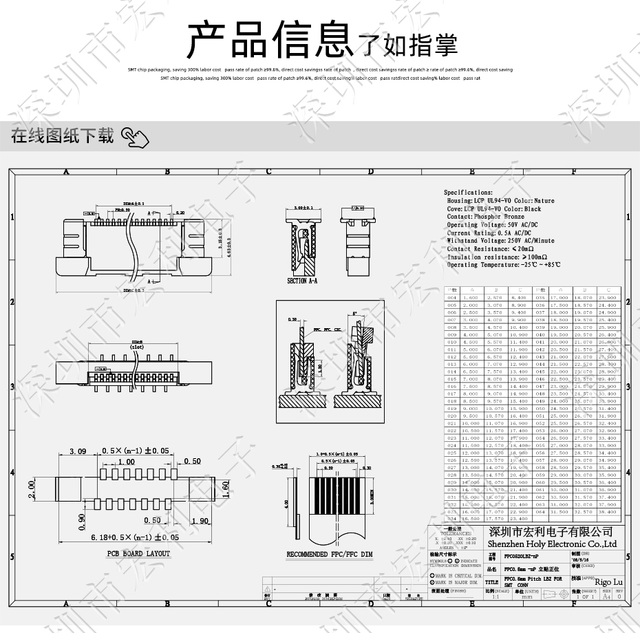 FFC/FPC軟排線0.5mm間距-60P立貼正錯位帶鎖 軟排線插座蝌蚪窉成人精品视频