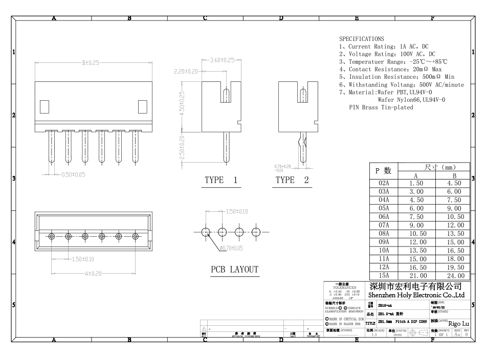接插件 條形接器針座 ZH1.5-7A 1.5MM間距 7PIN直針直腳,蝌蚪网站在线观看